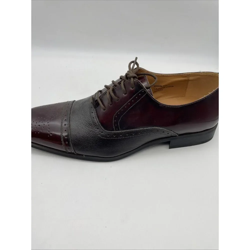 NWOB Men's GIORGIO‎ VENTURI Burgundy Oxford Dress Shoes Cap Toe Size 9.5 NEW